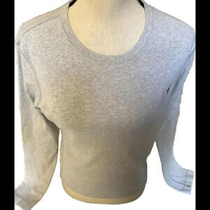 👚🐩Ralph Lauren Sport Gray Round Neck Long Sleeve Blue Pony Large